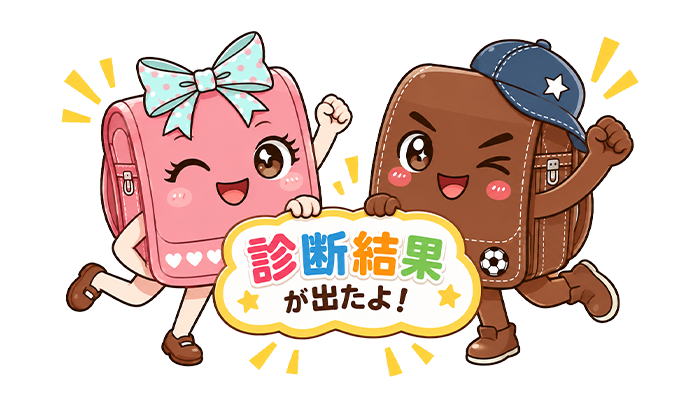 ラン太郎とラン子が診断結果をお知らせ
